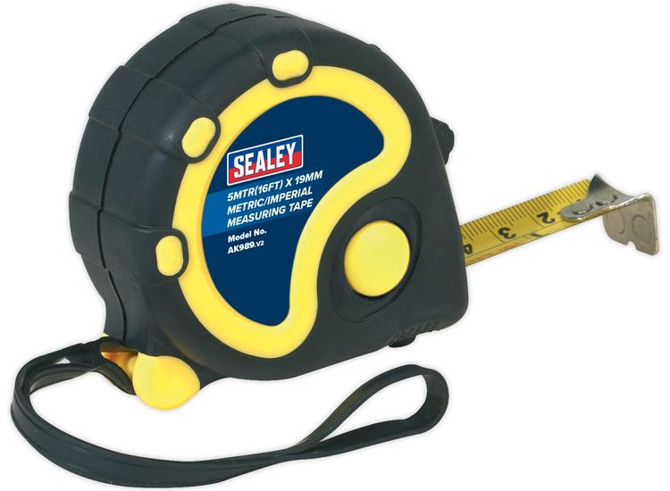 Sealey AK98912 Rubber Measuring Tape 5m(16ft) x 19mm Metric/Imperial Display Box of 12