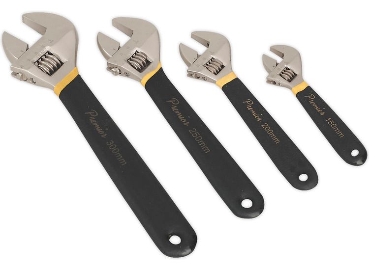 Sealey AK9935 Adjustable Wrench / Spanner Set 4pc Ni-Fe Finish