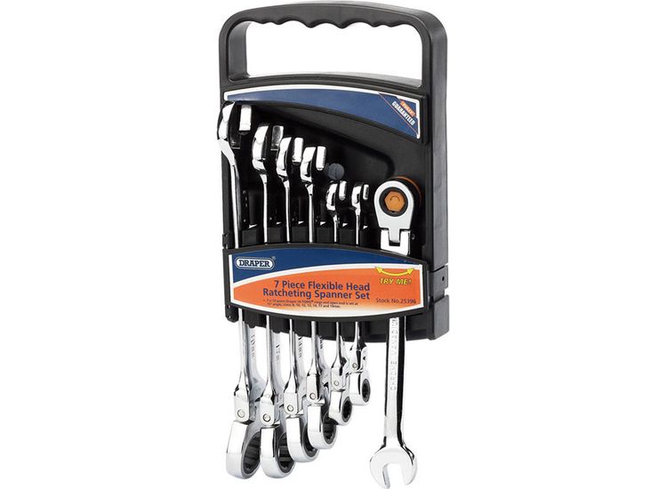 Draper 25396 Hi-Torq&amp;#174; Metric Flexible Head Ratcheting Combination Spanner Set (7 Piece)