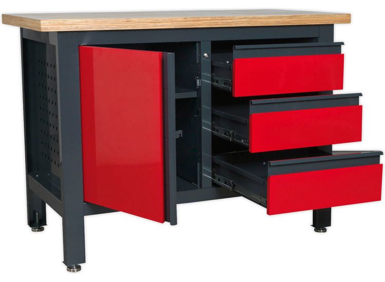 Sealey AP1372B Workstation with 3 Drawers &amp; Cupboard