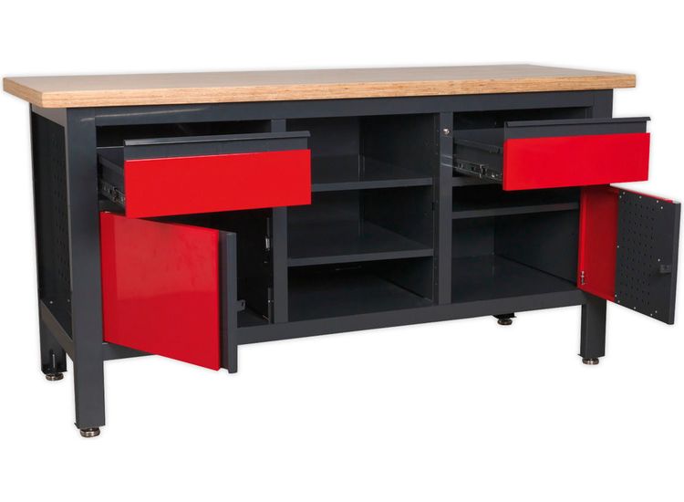 Sealey AP1905A Workstation with 2 Drawers, 2 Cupboards &amp; Open Storage
