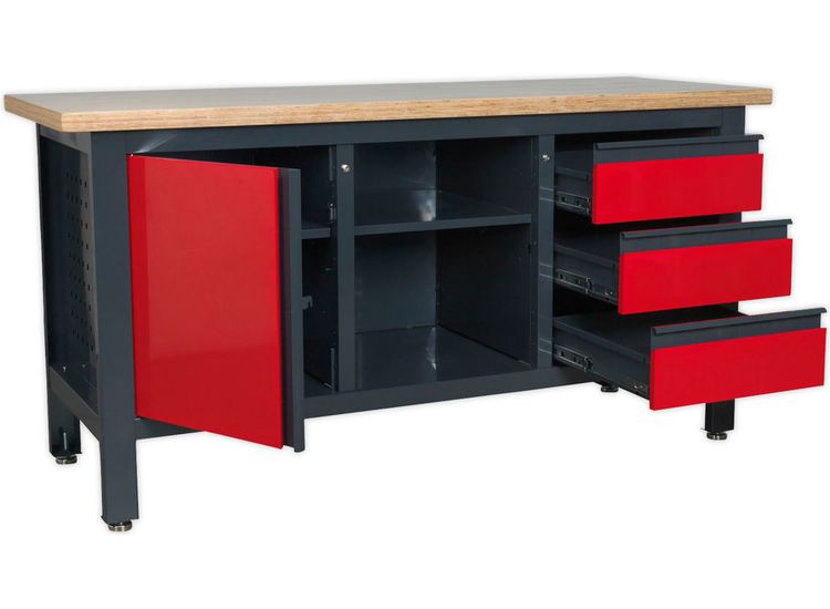 Sealey AP1905B Workstation with 3 Drawers, 1 Cupboard &amp; Open Storage