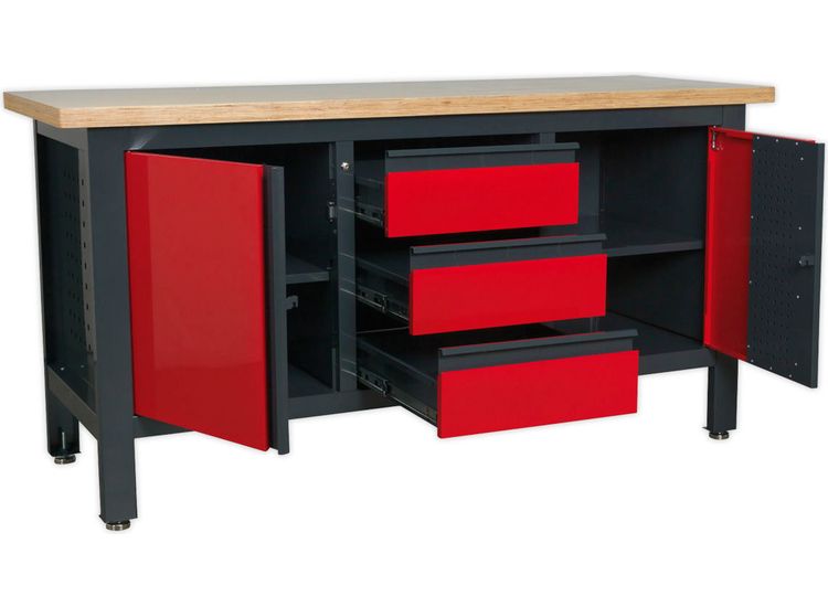 Sealey AP1905C Workstation with 3 Drawers &amp; 2 Cupboards