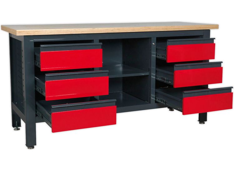Sealey AP1905D Workstation with 6 Drawers &amp; Open Storage