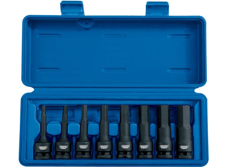 Draper 26439 1/2" Sq. Dr. Impact Hexagonal Socket Bit Set (8 Piece)
