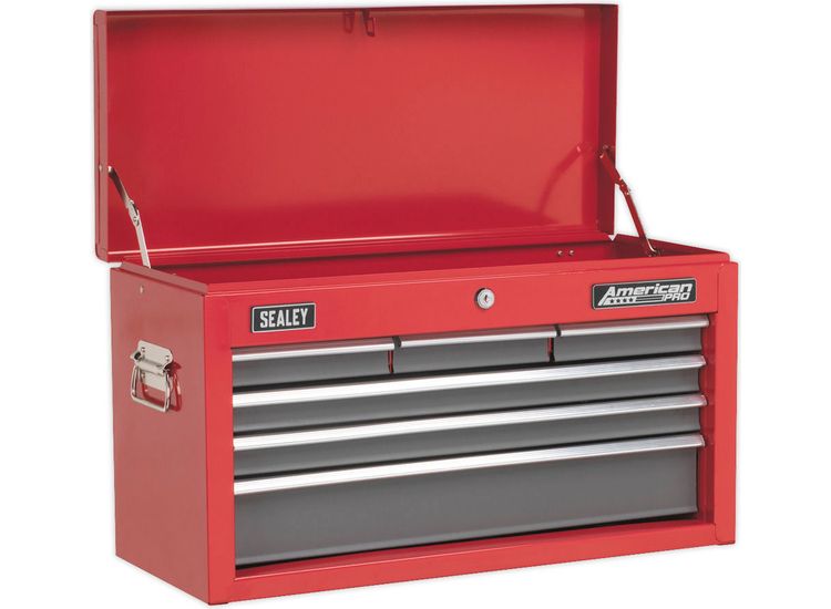 Sealey AP2201BB Topchest 6 Drawer with Ball Bearing Slides - Red/Grey