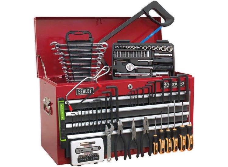Sealey AP2201BBCOMBO Topchest 6 Drawer with Ball Bearing Slides - Red/Grey &amp; 98pc Tool Kit