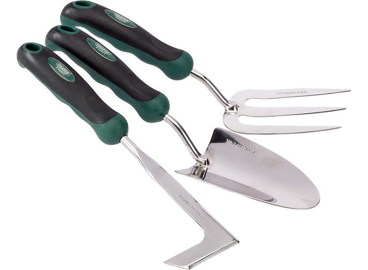 Draper 27436 Stainless Steel Heavy Duty Soft Grip Fork, Trowel and Weeder Set (3 Piece)