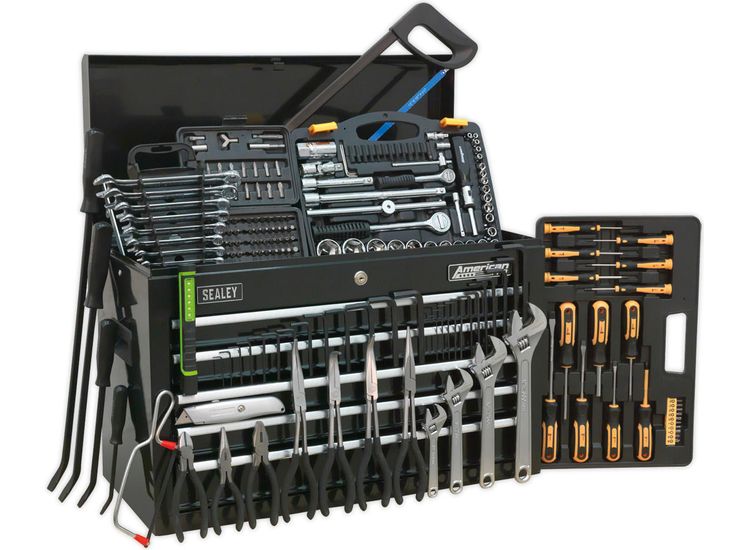 Sealey AP225BCOMBO Topchest 5 Drawer with Ball Bearing Slides - Black &amp; 230pc Tool Kit