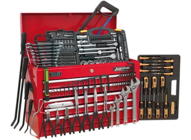 Sealey AP225COMBO Topchest 5 Drawer with Ball Bearing Slides - Red &amp; 230pc Tool Kit