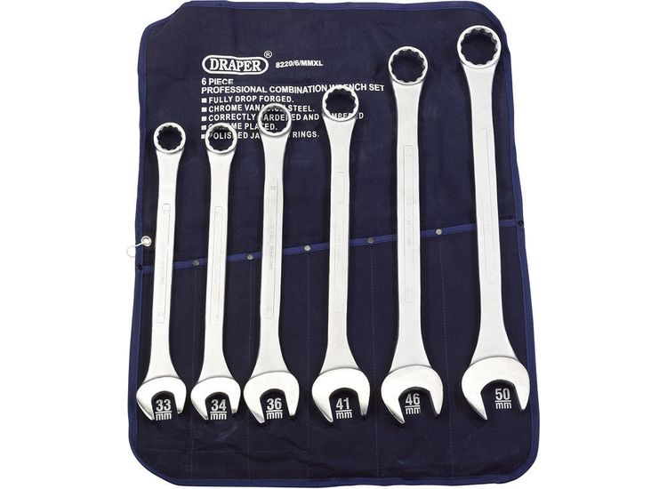 Draper 31167 Heavy Duty Long Pattern Metric Combination Spanner Set (6 Piece)