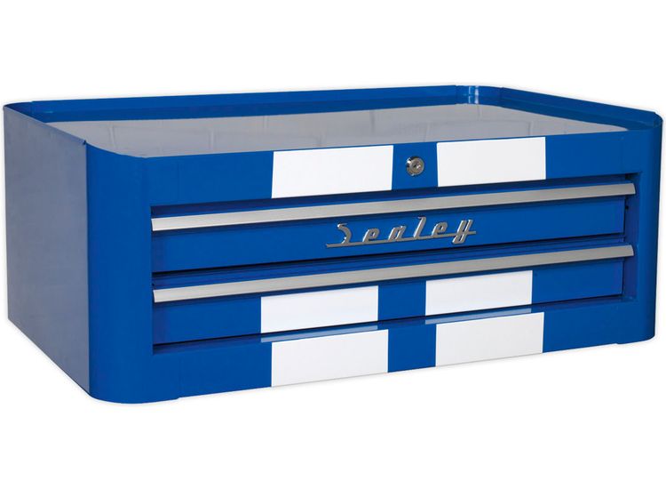 Sealey AP28102BWS Mid-Box 2 Drawer Retro Style - Blue with White Stripes