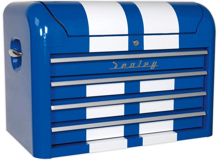 Sealey AP28104BWS Topchest 4 Drawer Retro Style - Blue with White Stripes