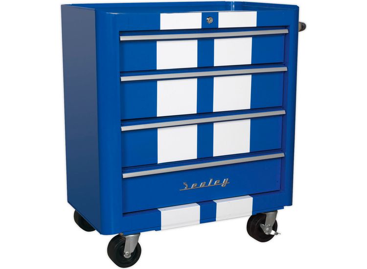 Sealey AP28204BWS Rollcab 4 Drawer Retro Style - Blue with White Stripes