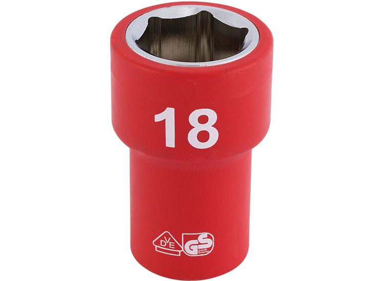 Draper 31724 3/8" Sq. Dr. Fully Insulated VDE Socket (18mm)