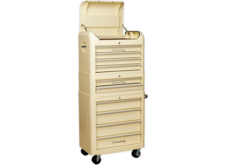 Sealey AP28COMBO2 Retro Style Topchest, Mid-Box &amp; Rollcab Combination 10 Drawer Cream