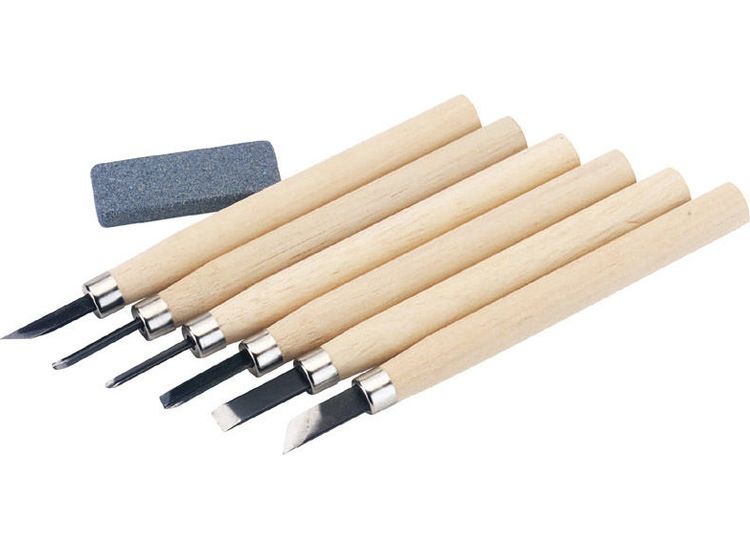 Draper 31777 Wood Carving Set with Sharpening Stone (7 Piece)
