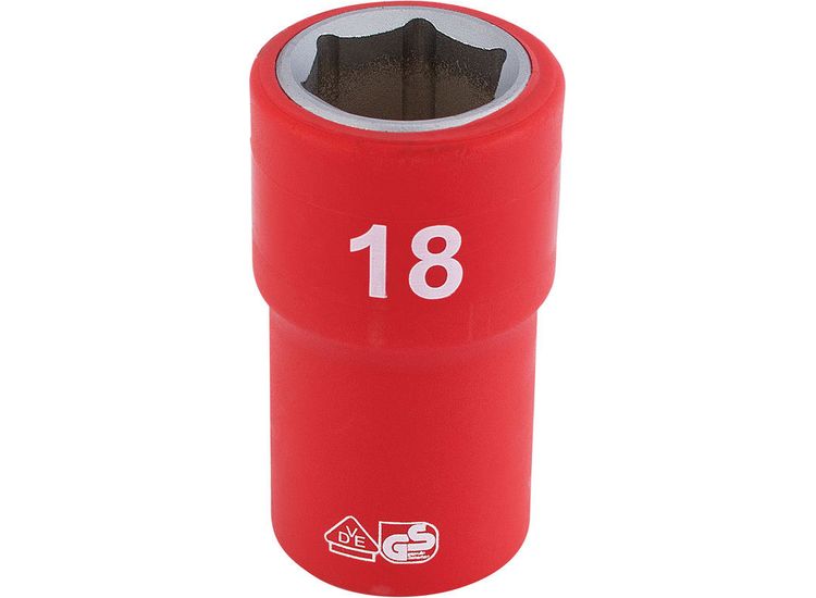Draper 31869 1/2" Sq. Dr. Fully Insulated VDE Socket (18mm)