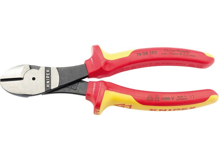 Draper 31927 Knipex 74 08 180UKSBE VDE Fully Insulated High Leverage Diagonal Side Cutters (180mm)