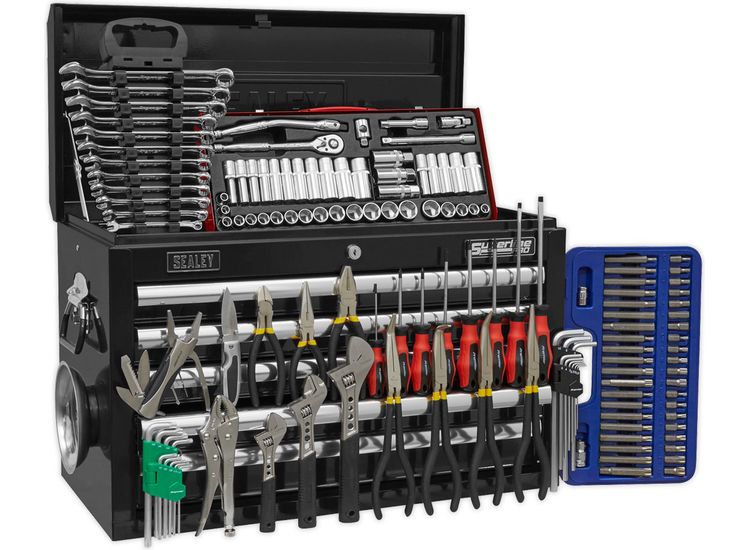 Sealey AP33059BCOMBO Topchest 5 Drawer with Ball Bearing Slides - Black &amp; 139pc Tool Kit