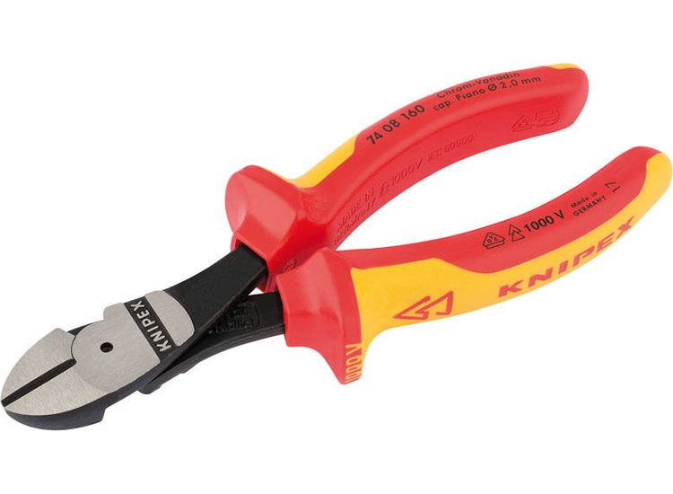 Draper 32022 Knipex 74 08 160UKSBE VDE Fully Insulated High Leverage Diagonal Side Cutters (160mm)