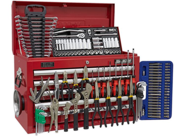 Sealey AP33059COMBO Topchest 5 Drawer with Ball Bearing Slides - Red &amp; 139pc Tool Kit