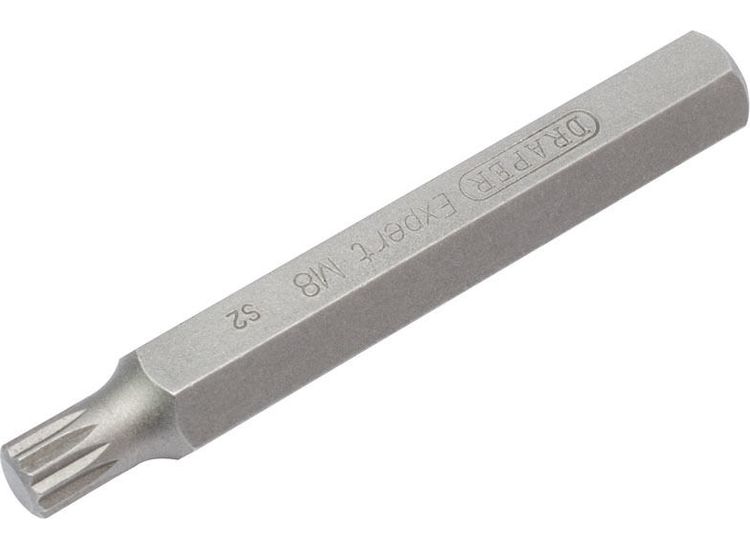 Draper 33346 M8 x 75mm Spline 10mm Insert Bit for Mechanic's Bit Sets