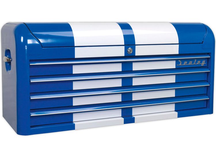 Sealey AP41104BWS Topchest 4 Drawer Wide Retro Style - Blue with White Stripes