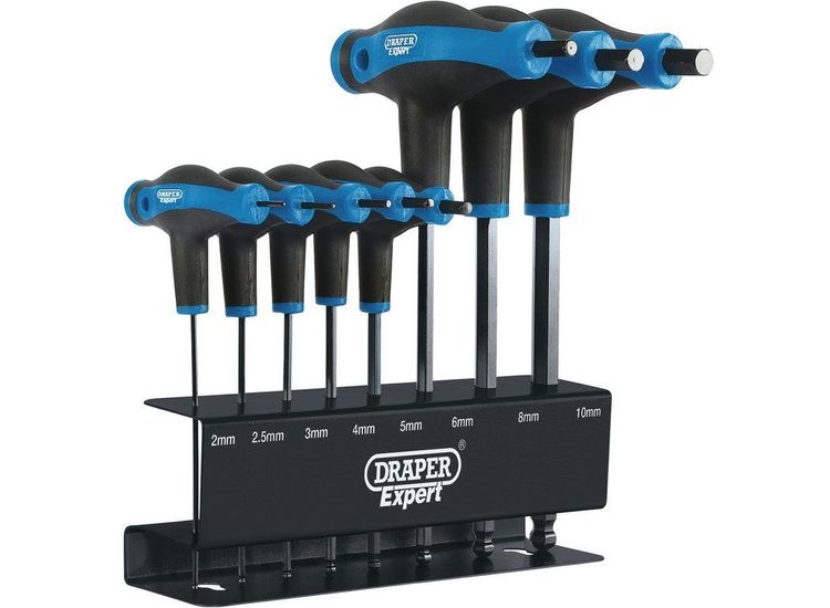 Draper 33873 Soft Grip 'T' Handle Hexagon and Ball End Key Set (8 Piece)
