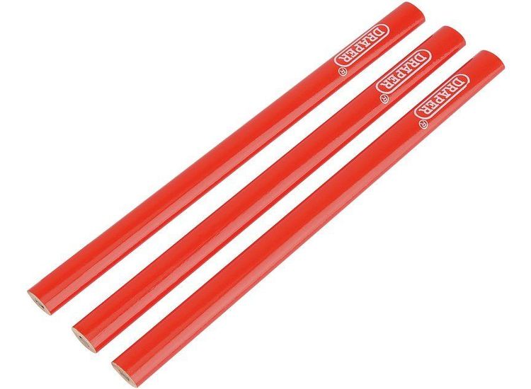 Draper 34180 Pack of Three Carpenters Pencils 174mm Long