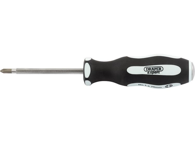 Draper 35210 Pound Thru' Cross Slot No:1 x 75mm Soft Grip Screwdriver