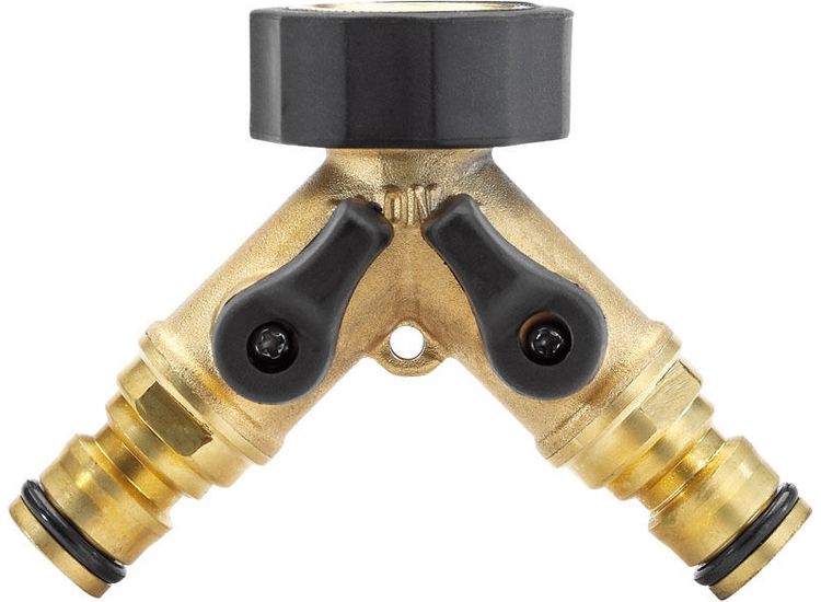 Draper 36228 Brass Double Tap Connector with Flow Control (3/4")
