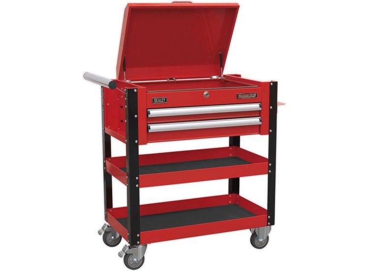 Sealey AP760M Heavy-Duty Mobile Tool &amp; Parts Trolley 2 Drawers &amp; Lockable Top - Red