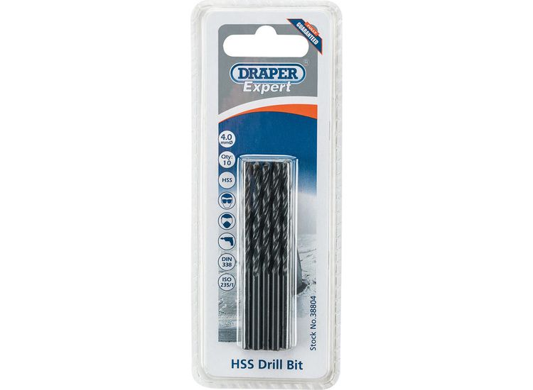 Draper 38804 4.0mm HSS Drills Card Of 10