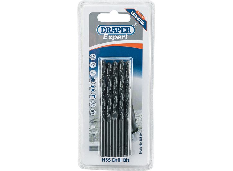 Draper 38809 6.5mm HSS Drills Card Of 10