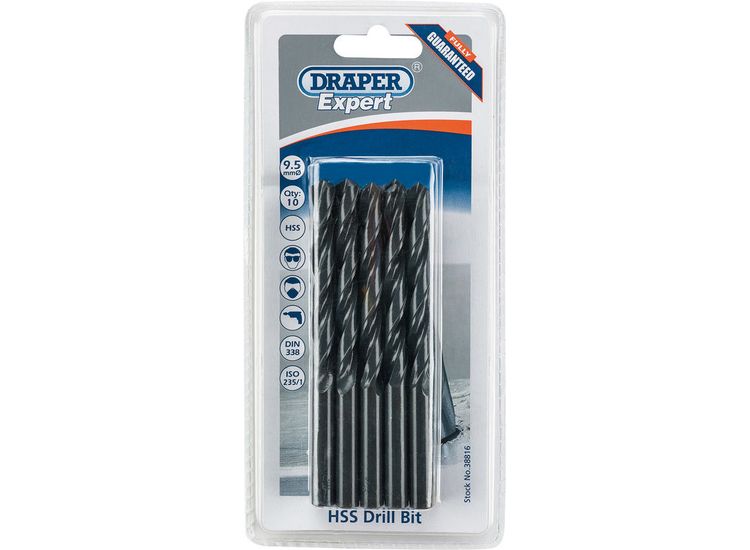 Draper 38816 9.5mm HSS Drills Card Of 10