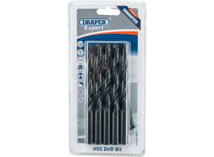 Draper 38823 13.0mm HSS Drills Card Of 5