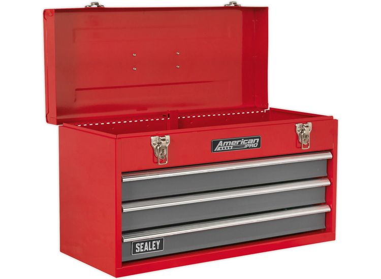 Sealey AP9243BB Tool Chest 3 Drawer Portable with Ball Bearing Slides - Red/Grey