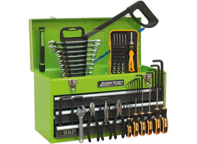 Sealey AP9243BBHVCOM Portable Tool Chest 3 Drawer with Ball Bearing Slides - Hi-Vis &amp; 93pc Tool Kit