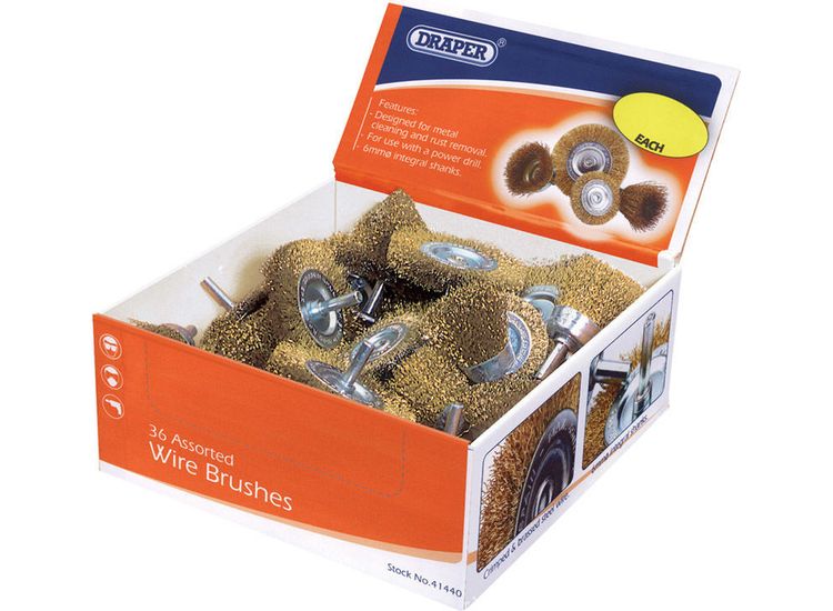 Draper 41440 Countertop Display of Cup and Rotary Wire Brushes