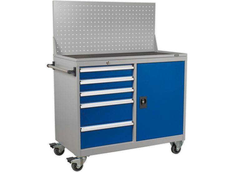 Sealey API1103A Industrial Mobile Workstation 5 Drawer &amp; 1 Shelf Locker