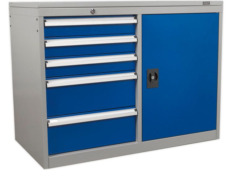 Sealey API1103B Industrial Cabinet/Workstation 5 Drawer &amp; 1 Shelf Locker