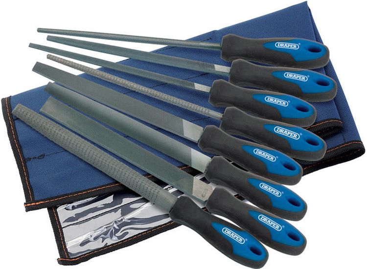 Draper 44961 200mm Soft Grip Engineers File and Rasp Set (8 Piece)