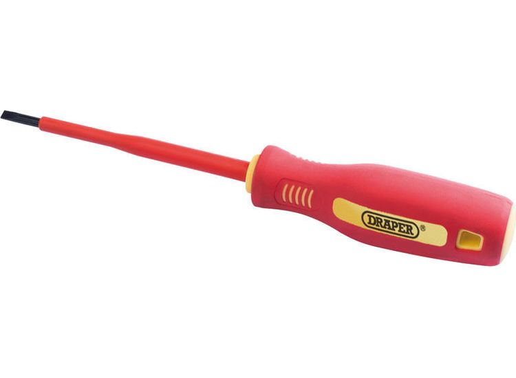 Draper 46523 4mm x 100mm Fully Insulated Plain Slot Screwdriver. (Sold Loose)