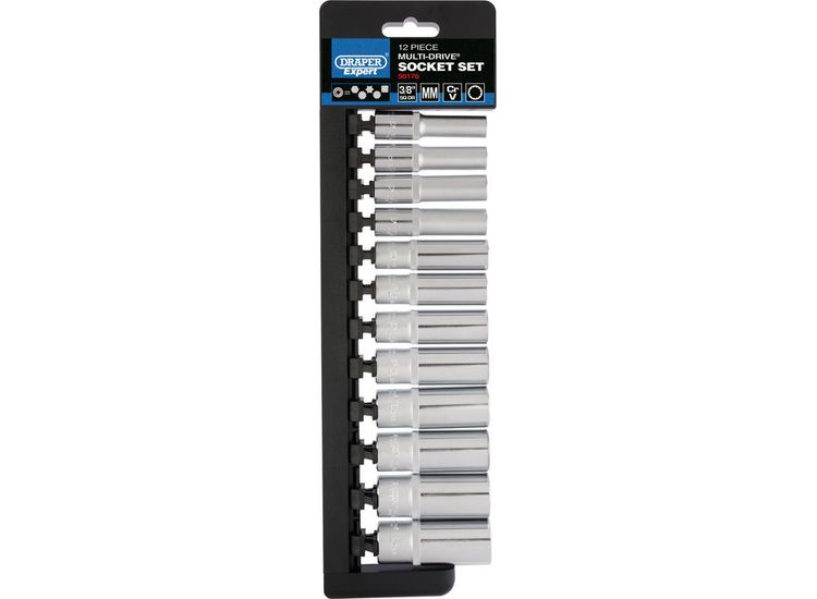 Draper 50176 3/8" Sq. Dr. Multi-Drive&amp;#174; Deep Socket Set (12 Piece)