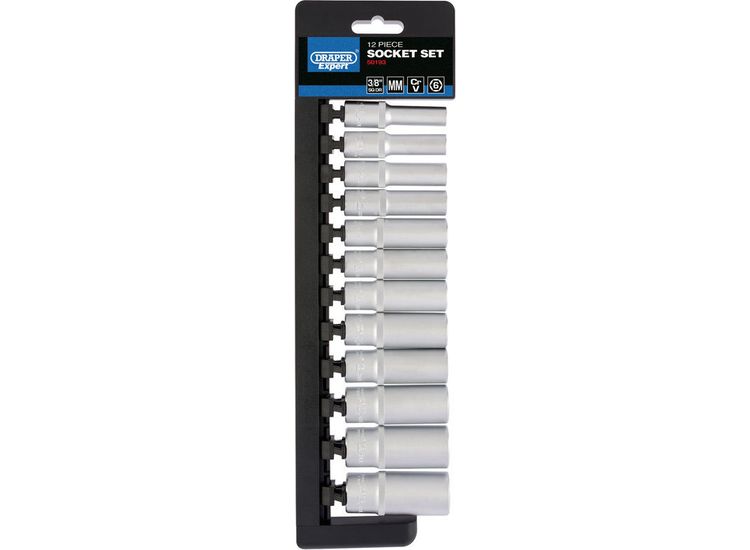 Draper 50193 3/8" Sq. Dr. Metric Deep Socket Set (12 Piece)