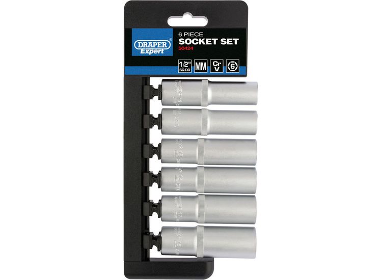 Draper 50424 1/2" Sq. Dr. Metric Deep Socket Set (6 Piece)