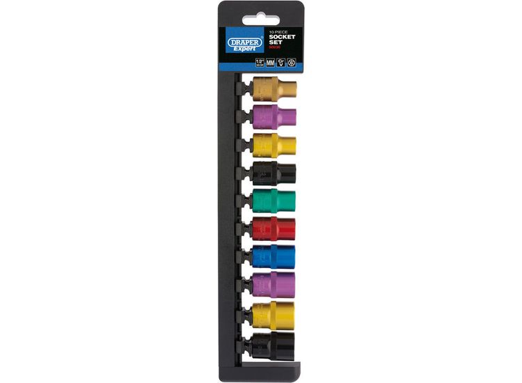 Draper 50493 1/2" Sq. Dr. Metric Coloured Socket Set (10 Piece)