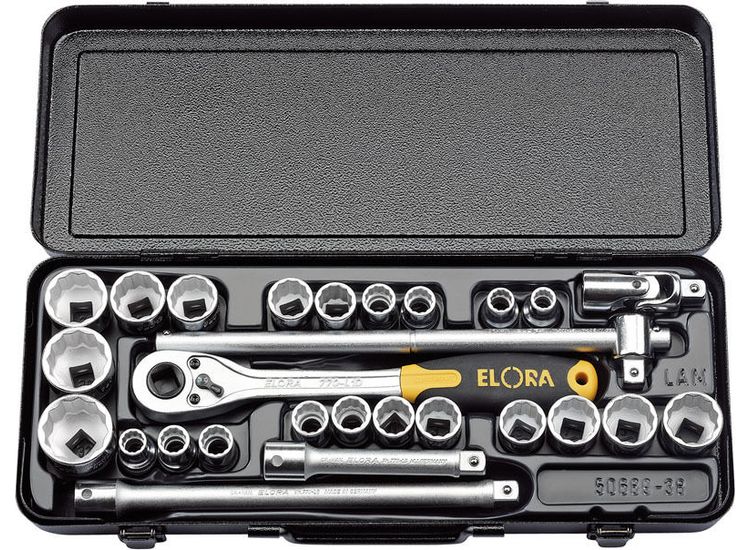 Elora 50650 1/2" Sq. Dr. Metric and Imperial Socket Set (28 Piece)