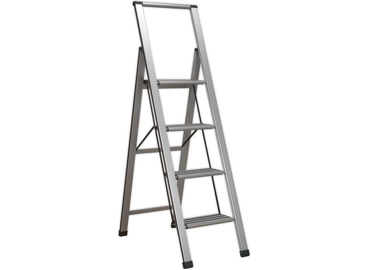 Sealey APSL4 Aluminium Professional Folding Step Ladder 4-Step 150kg Capacity